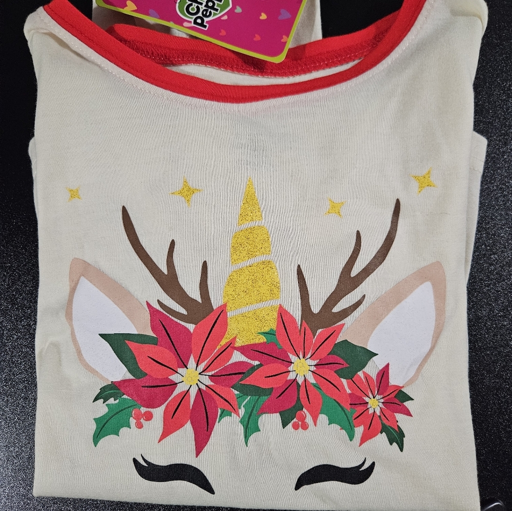Long Sleeve Sz 7/8 Holiday Unicorn Shirt NWTs
